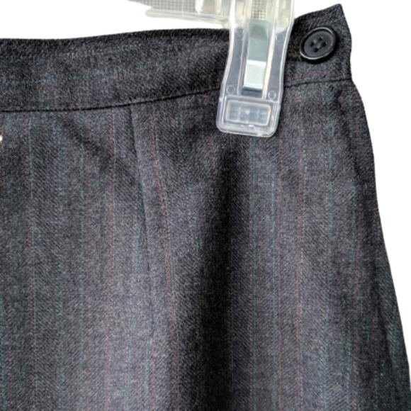 Vintage A-line midi skirt hand made grey very high waist wool back slit size 10 - Picture 4 of 13